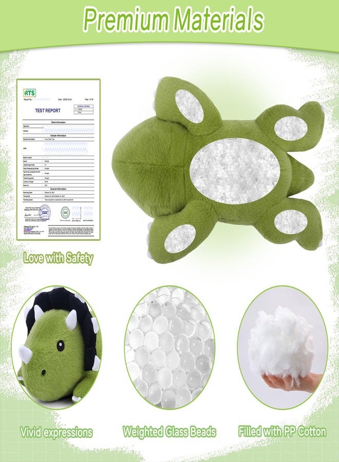 SQEQE دمية ديناصور ترايسيراتوبس محشوة بوزن من SQEQE، ديناصور محشو بوزن مناسب للعناق المريح، وسادة لعبة ناعمة هدية للأطفال، زينة عيد الميلاد والكريسماس، 9.8 بوصة، 0.8 رطل - Image 4